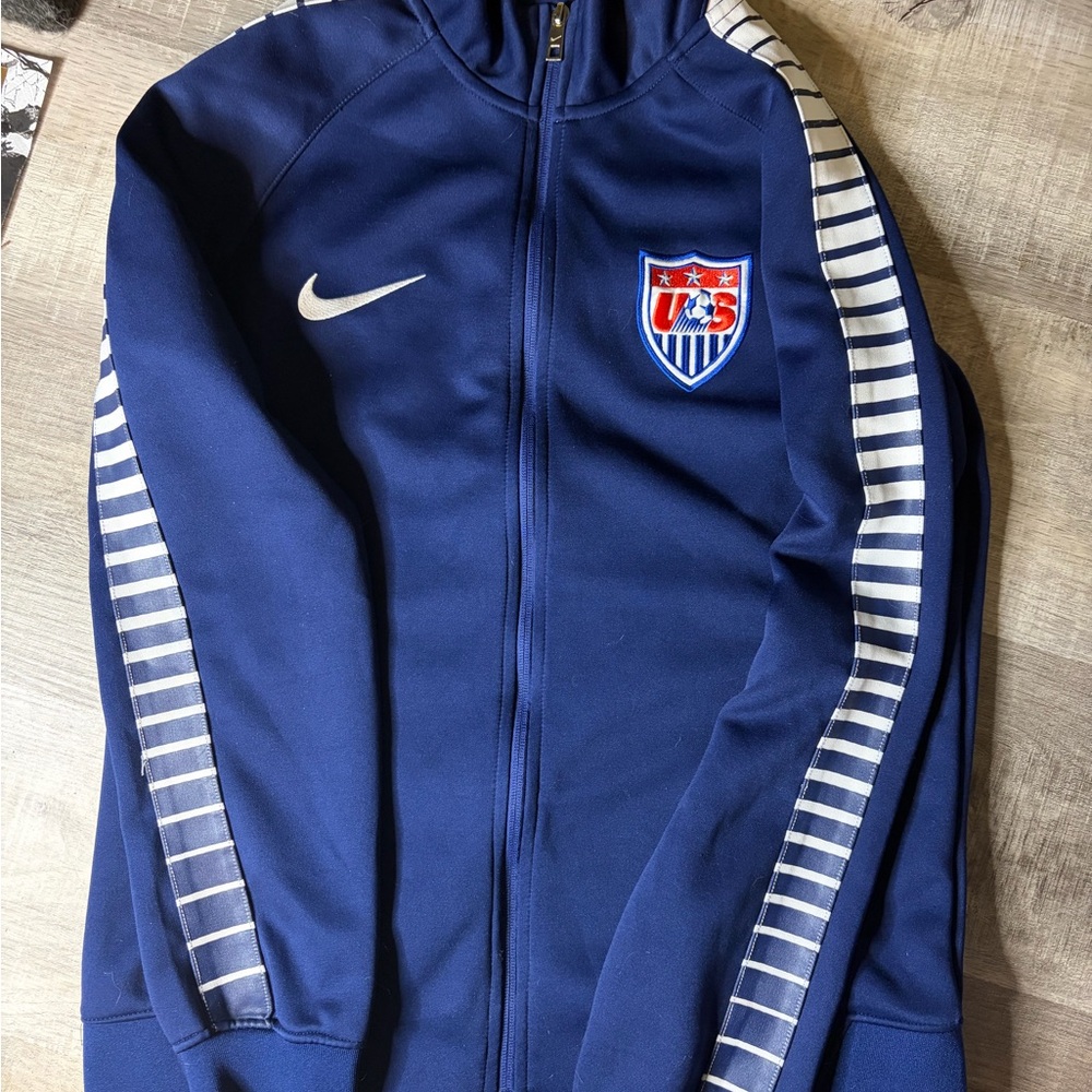 Nike Men's Navy Jacket with White Stripes